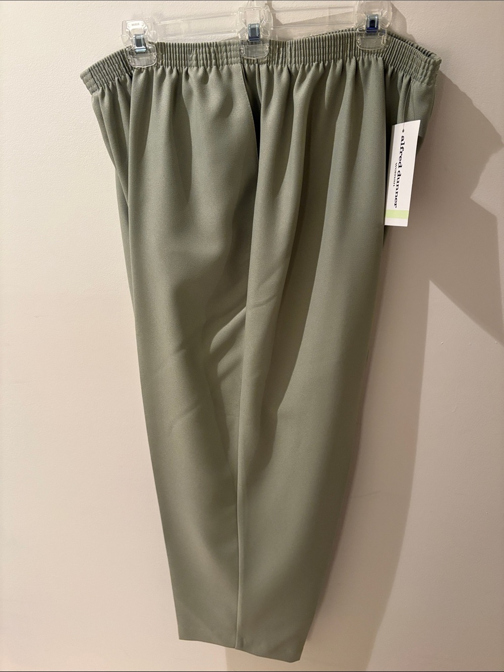 Alfred Dunner Olive Sage Elastic-Waist Tapered Trousers
